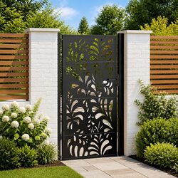 Friendly and Secure Garden Gate in Black Steel 100x175 cm