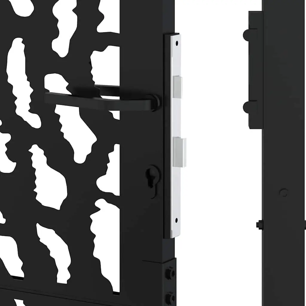 Garden Gate Black 100x175 cm Steel Laser-Cut Design Lockable Entrance Fencing