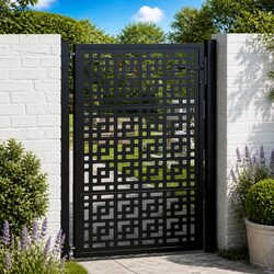 Friendly Black Steel Garden Gate 100x125cm with Lock