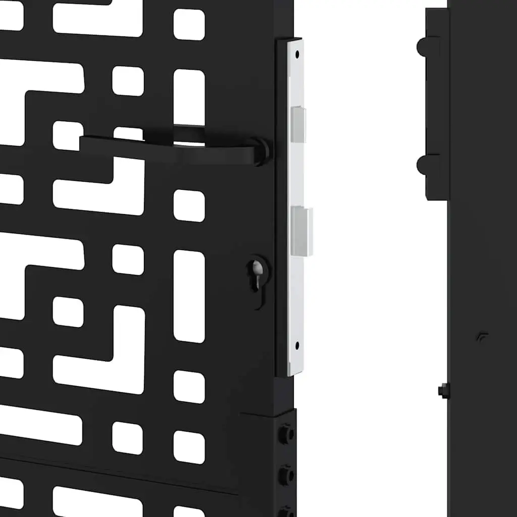 Garden Gate Black Steel Outdoor Fence Entry Cross Design 100x150 cm Lockable