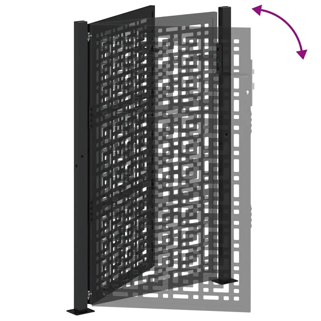 Garden Gate Black Steel Outdoor Fence Entry Cross Design 100x150 cm Lockable