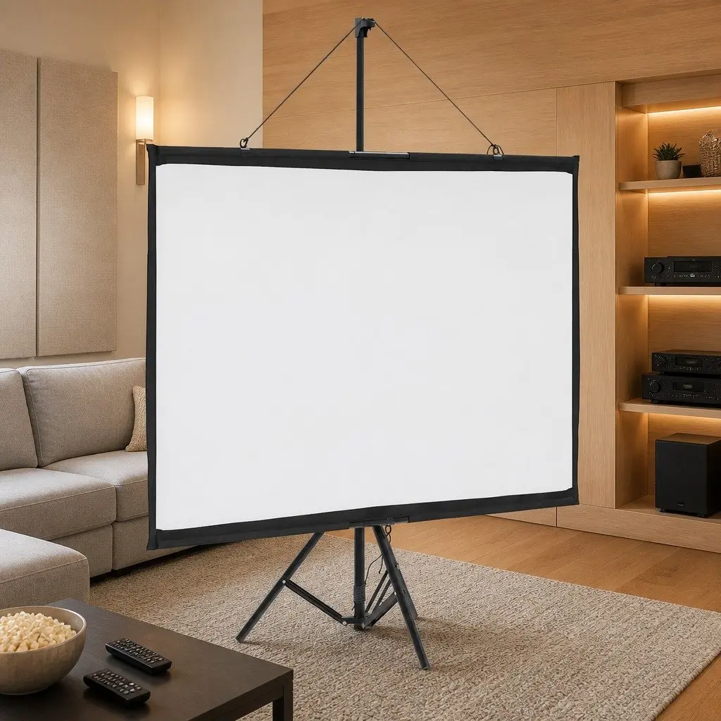 Projection Screen 72 Inch 4:3 Tripod Stand Portable Home Theater Office