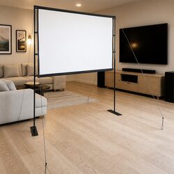 Projection Screen 100 Inch 4:3 Portable Freestanding Display with Double Stands