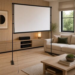 90 Inch 16:9 Projection Screen Manual Display White Portable Stand Home Theater