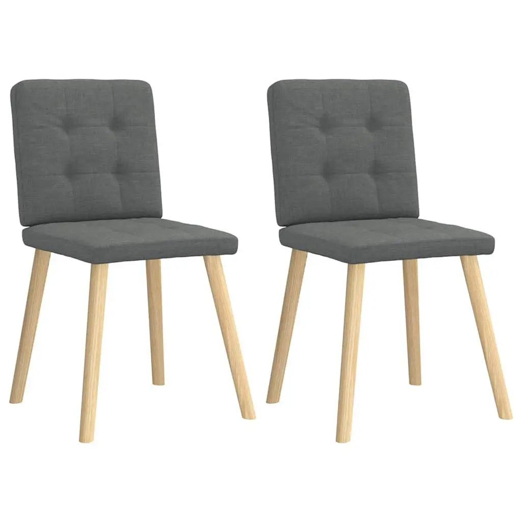 Dining Chairs Grey Fabric Soft Upholstery 2 Piece Set