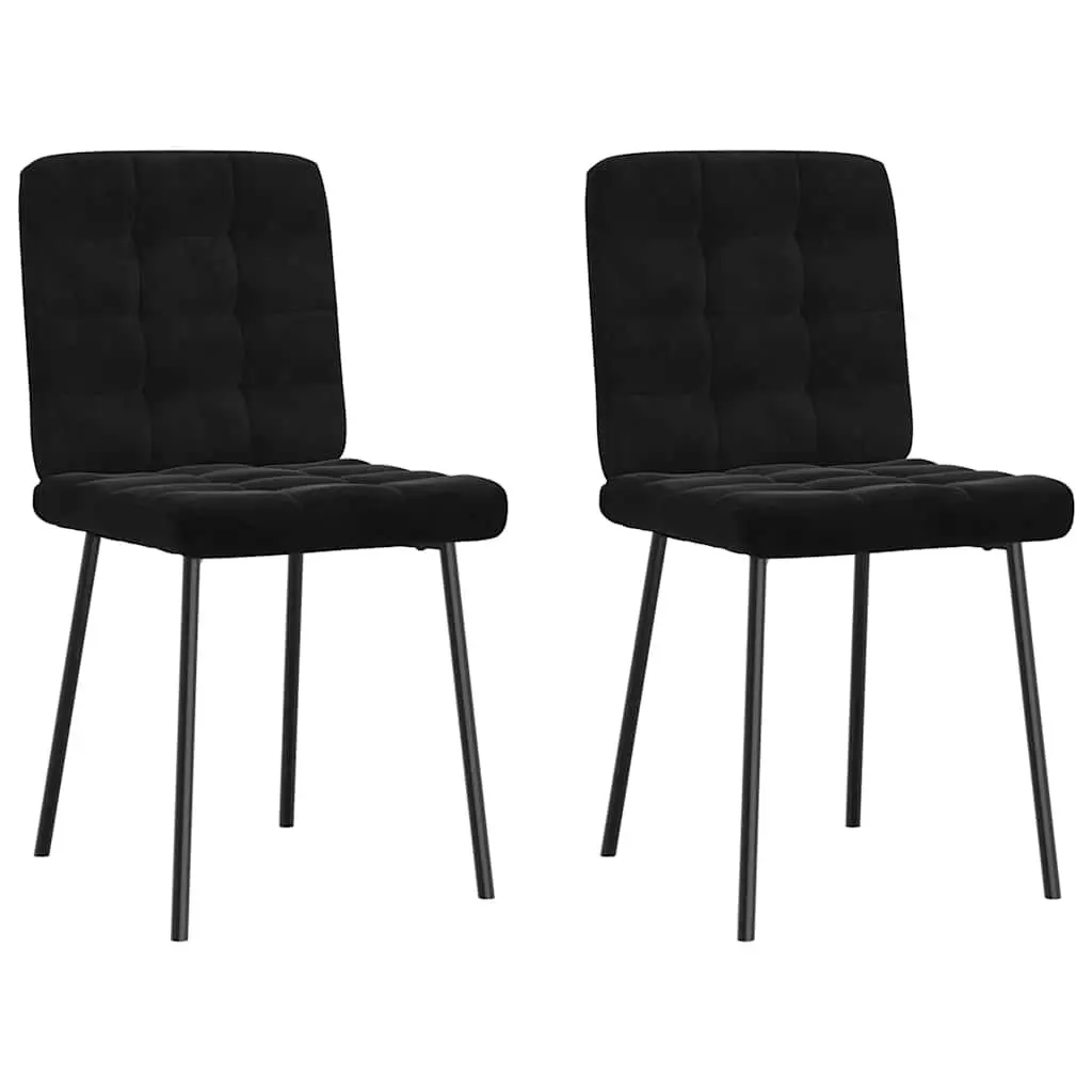 Dining Chairs Soft Velvet Black 2 pcs Metal Frame