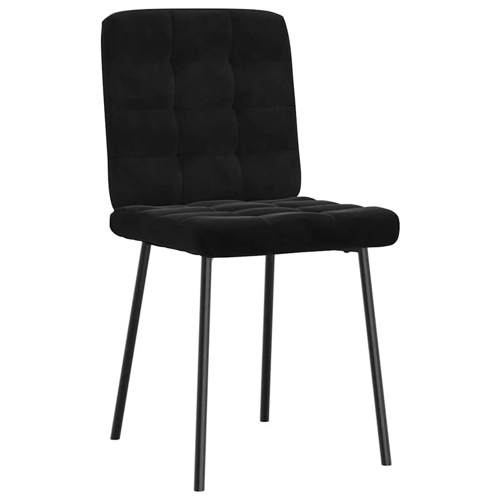 Dining Chairs Soft Velvet Black 2 pcs Metal Frame