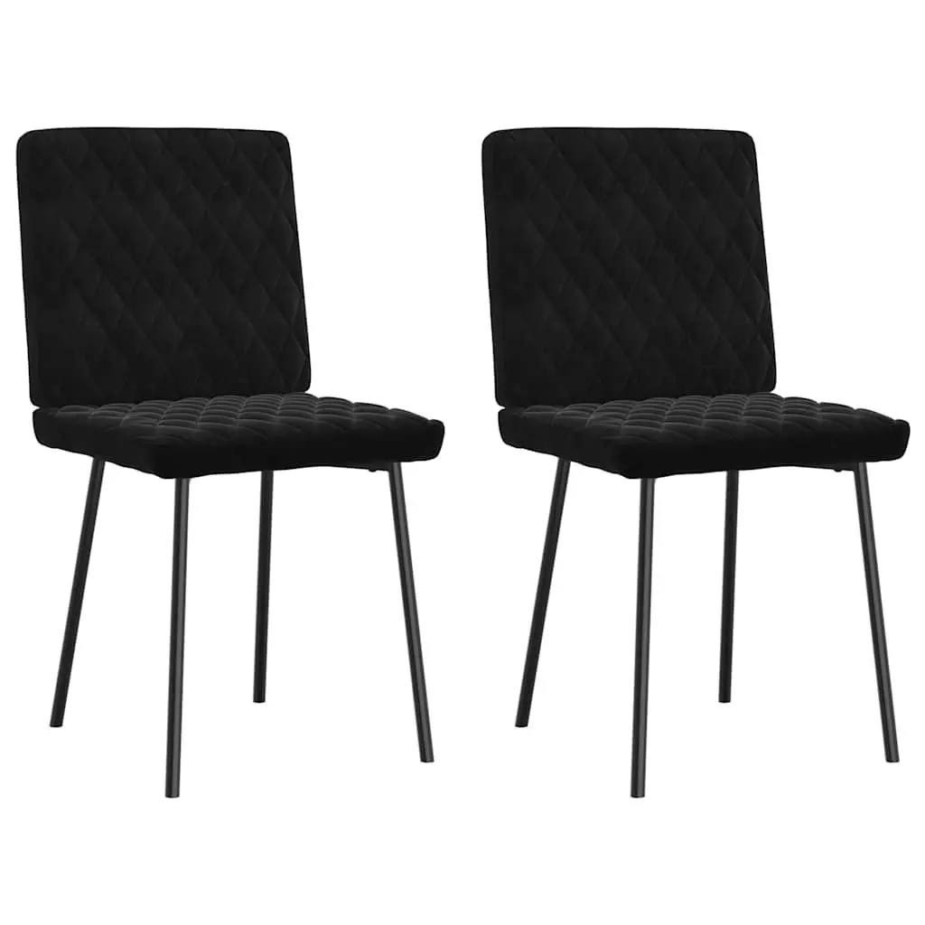Dining Chairs Black Velvet Soft Upholstery 2 Piece Set