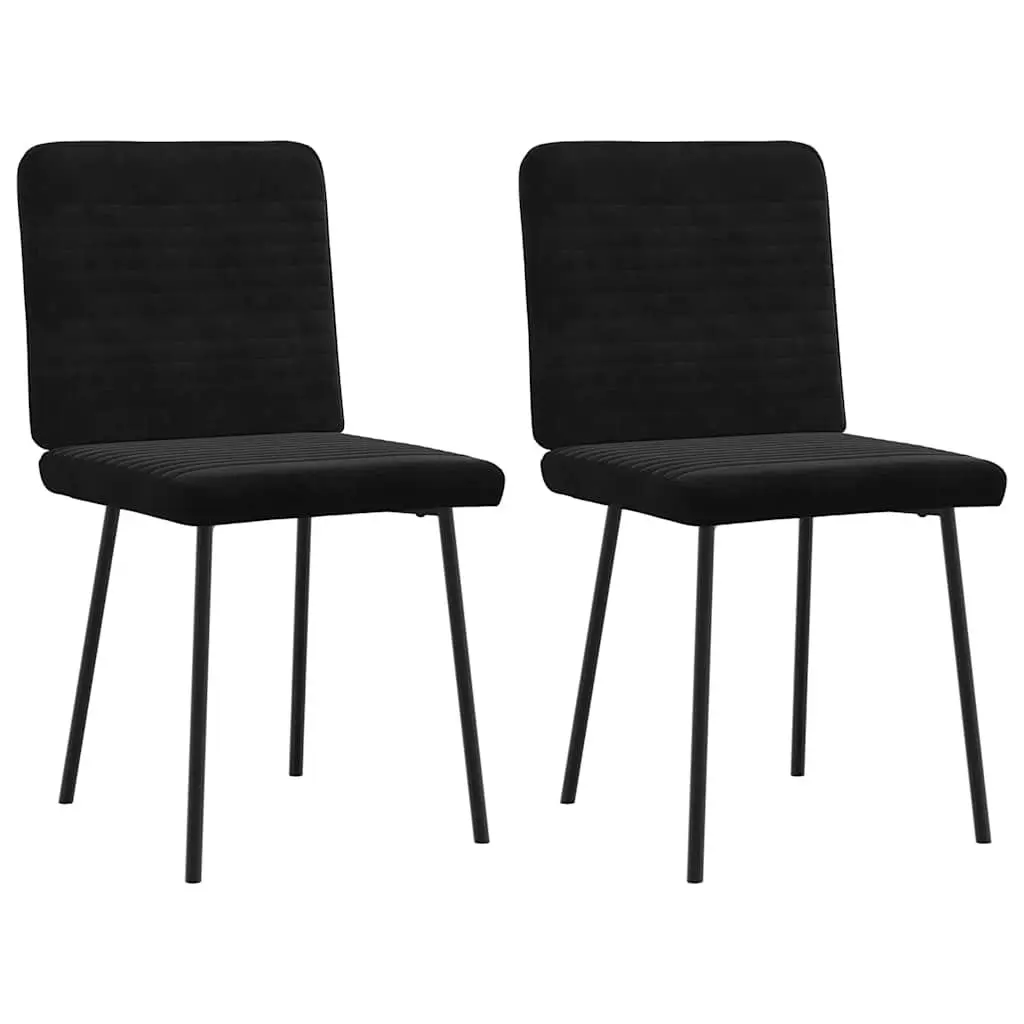 Dining Chairs Set of 2 Black Velvet Kitchen Room Furniture Foam Padded Seat