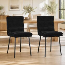 Dining Chairs 2 pcs Black Velvet Kitchen Room Seating Furniture Ergonomic Design