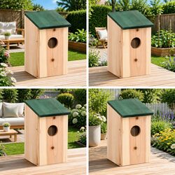 Friendly Wooden Birdhouses – Set of 4 for Your Space