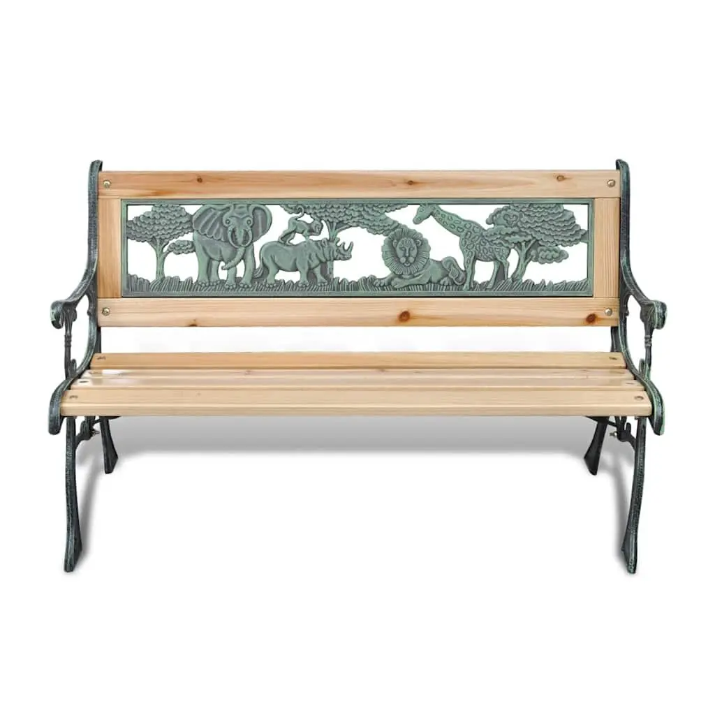 Children Garden Bench Wooden Outdoor Seating 84 cm Patterned Frame