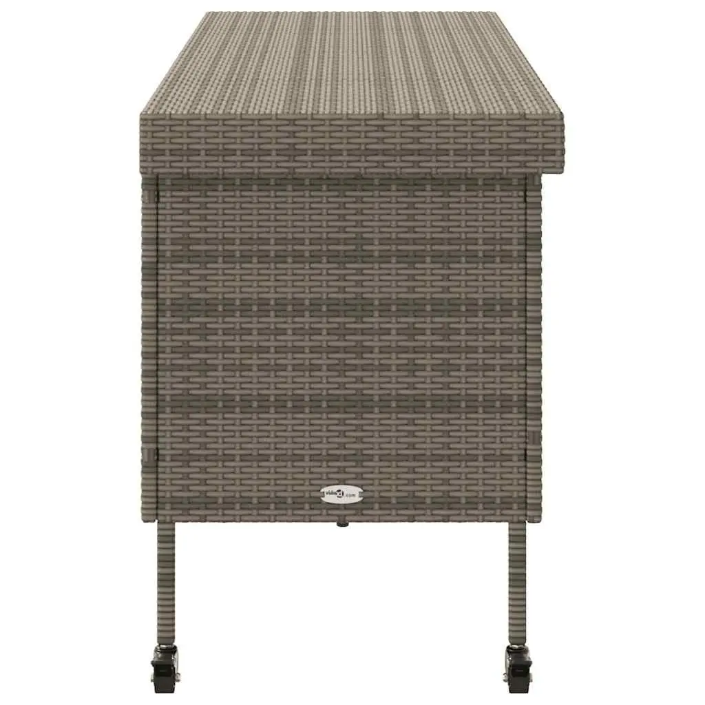 Garden Storage Box with Wheels Grey Outdoor Furniture Rattan Deck Patio
