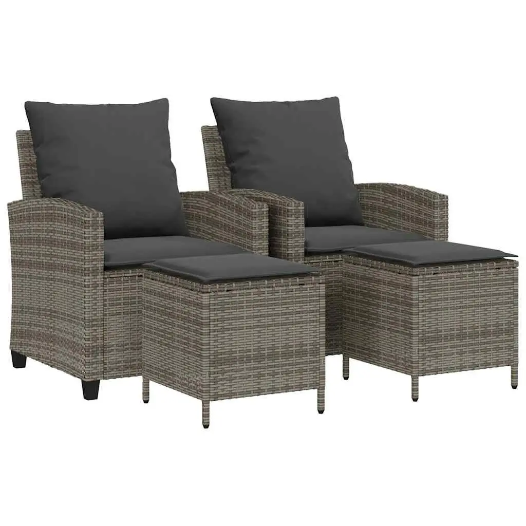 Outdoor Garden Sofa Set 4 Piece Grey Poly Rattan with Cushions Patio Seating