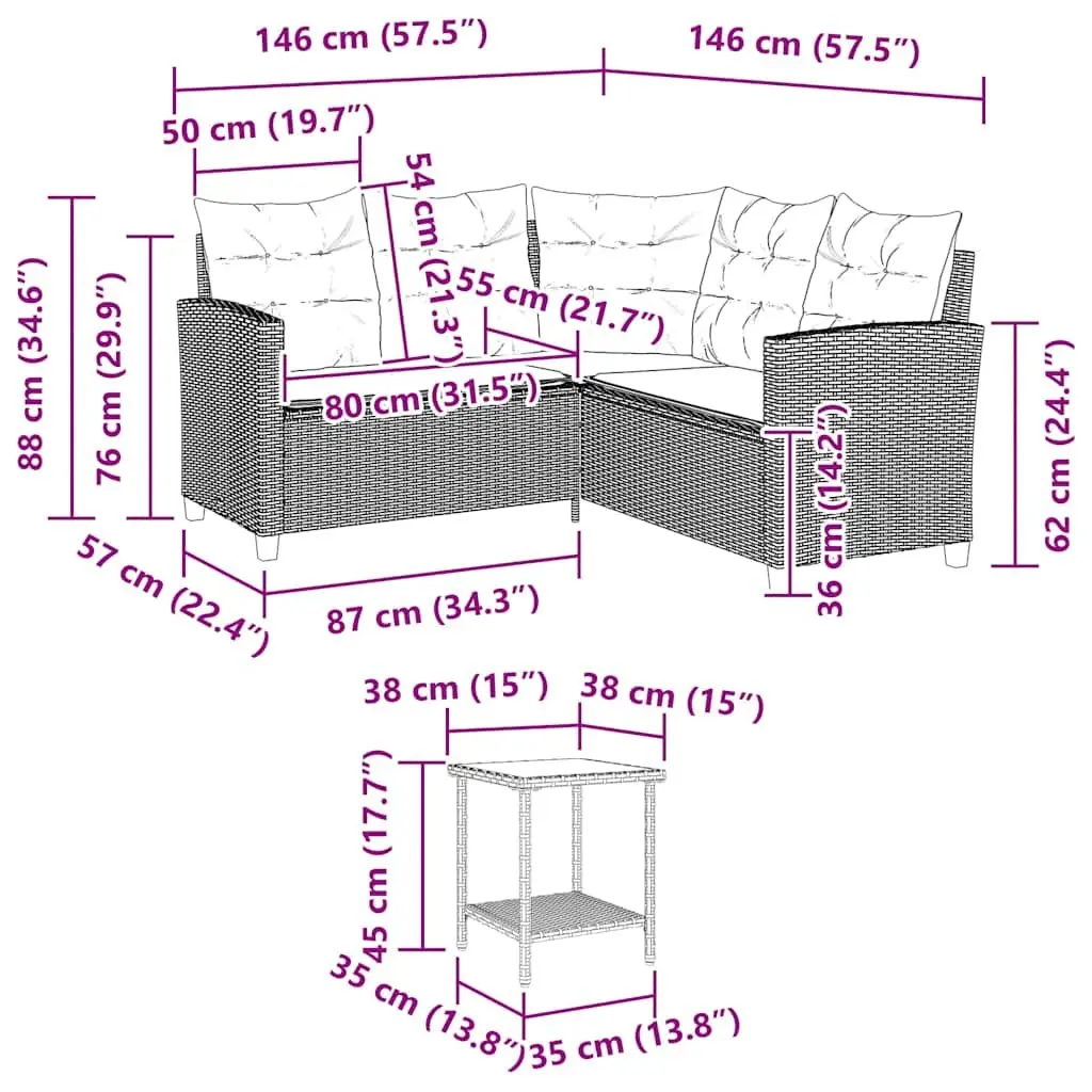 Outdoor L-Shaped Sofa Set
