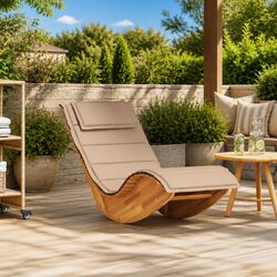 Sun Lounger Rocking Chair Garden Outdoor Wooden Seating Relaxation Patio Pool