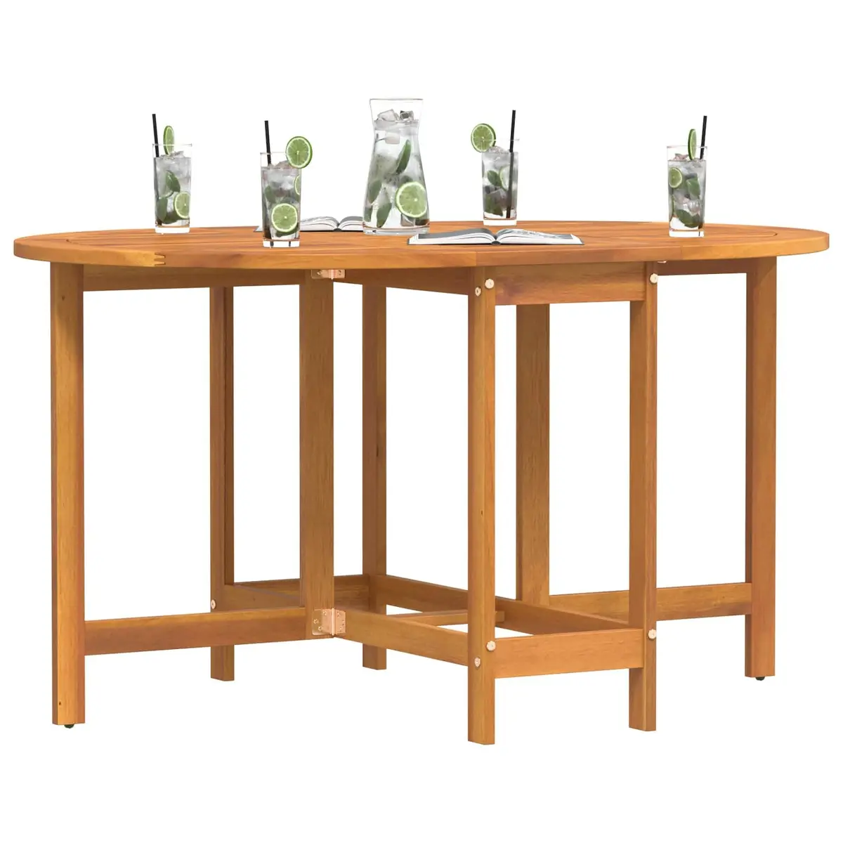 Folding Garden Table Brown Acacia Wood Outdoor Dining 110 x 60 x 72 cm