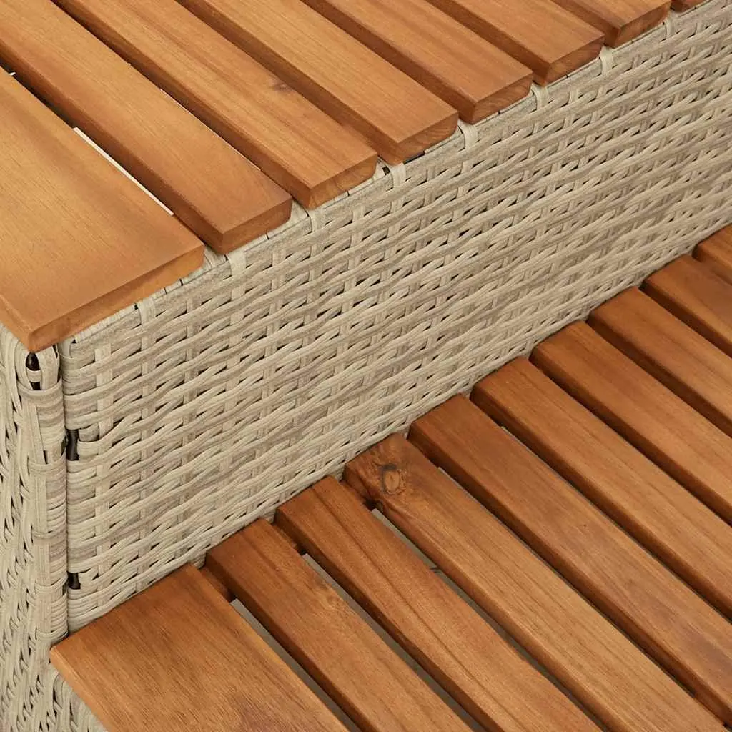 Hot Tub Step Beige 100x50x50.5 cm Poly Rattan Acacia Spa Pool Entry Stool