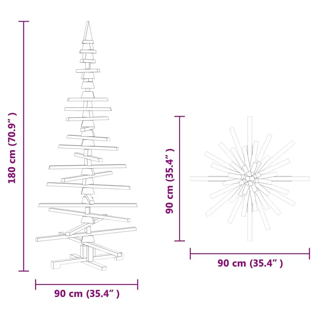 Wooden Christmas Tree Decoration Solid Pine Wood 180cm