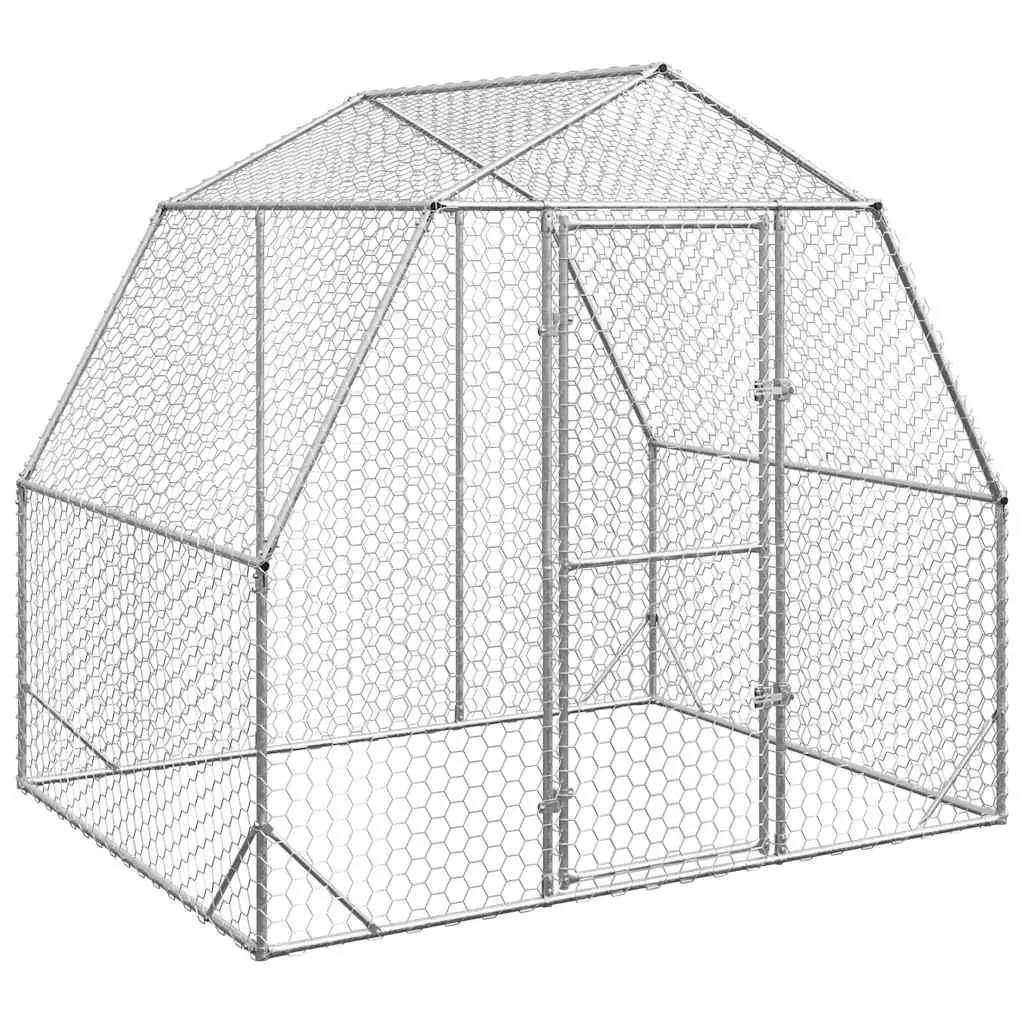 Walk-In Coop Enclosure Hexagonal Mesh Wire Silver 2.5x2x2.25m