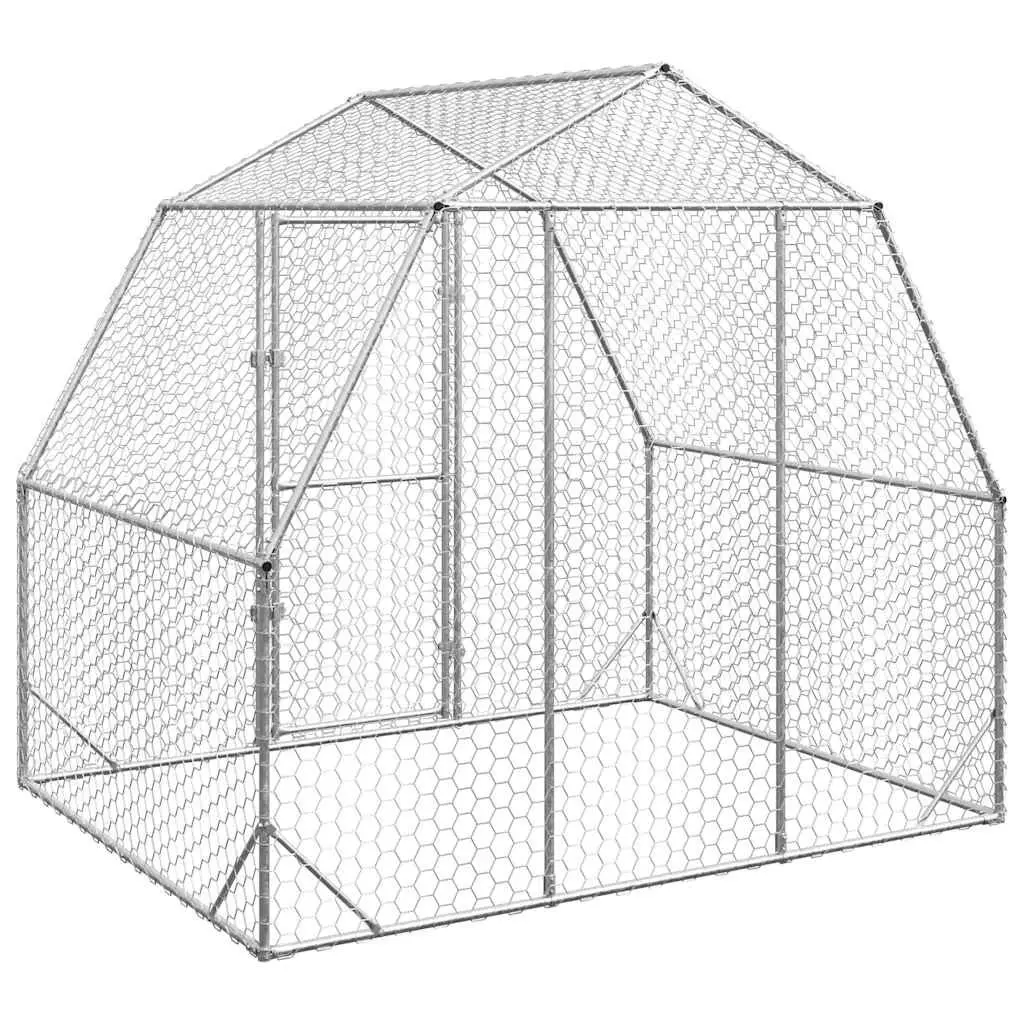 Walk-In Coop Enclosure Hexagonal Mesh Wire Silver 2.5x2x2.25m