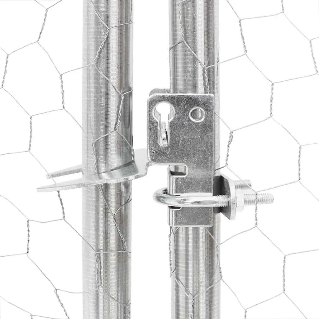 Chicken Run with Roof Hexagonal Mesh 2.5x2x2.25m Silver
