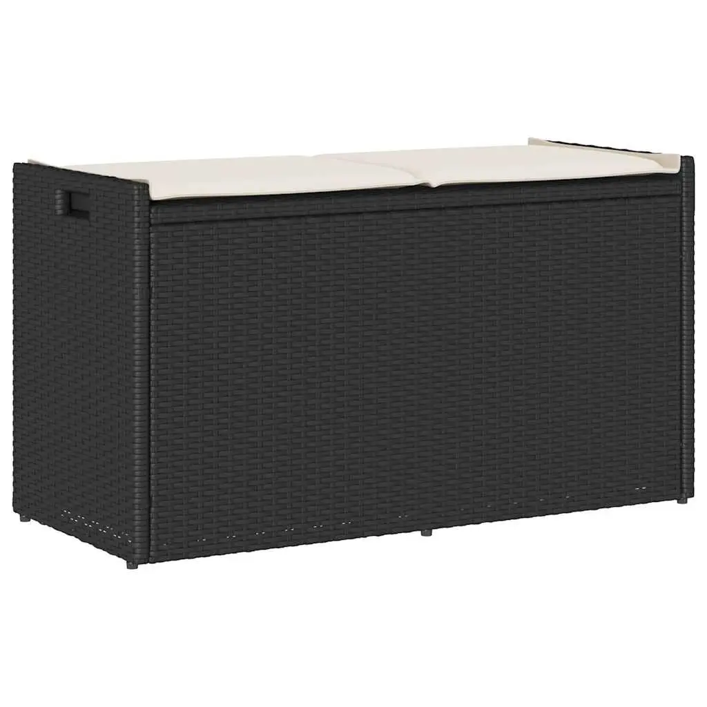 Outdoor Storage Bench with Cushion Black 100cm