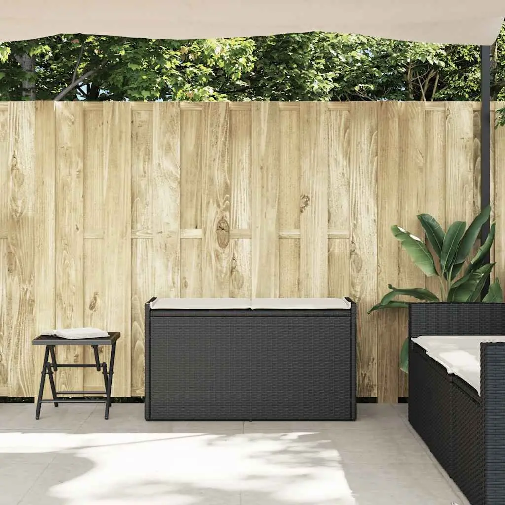 Outdoor Storage Bench with Cushion Black 100cm