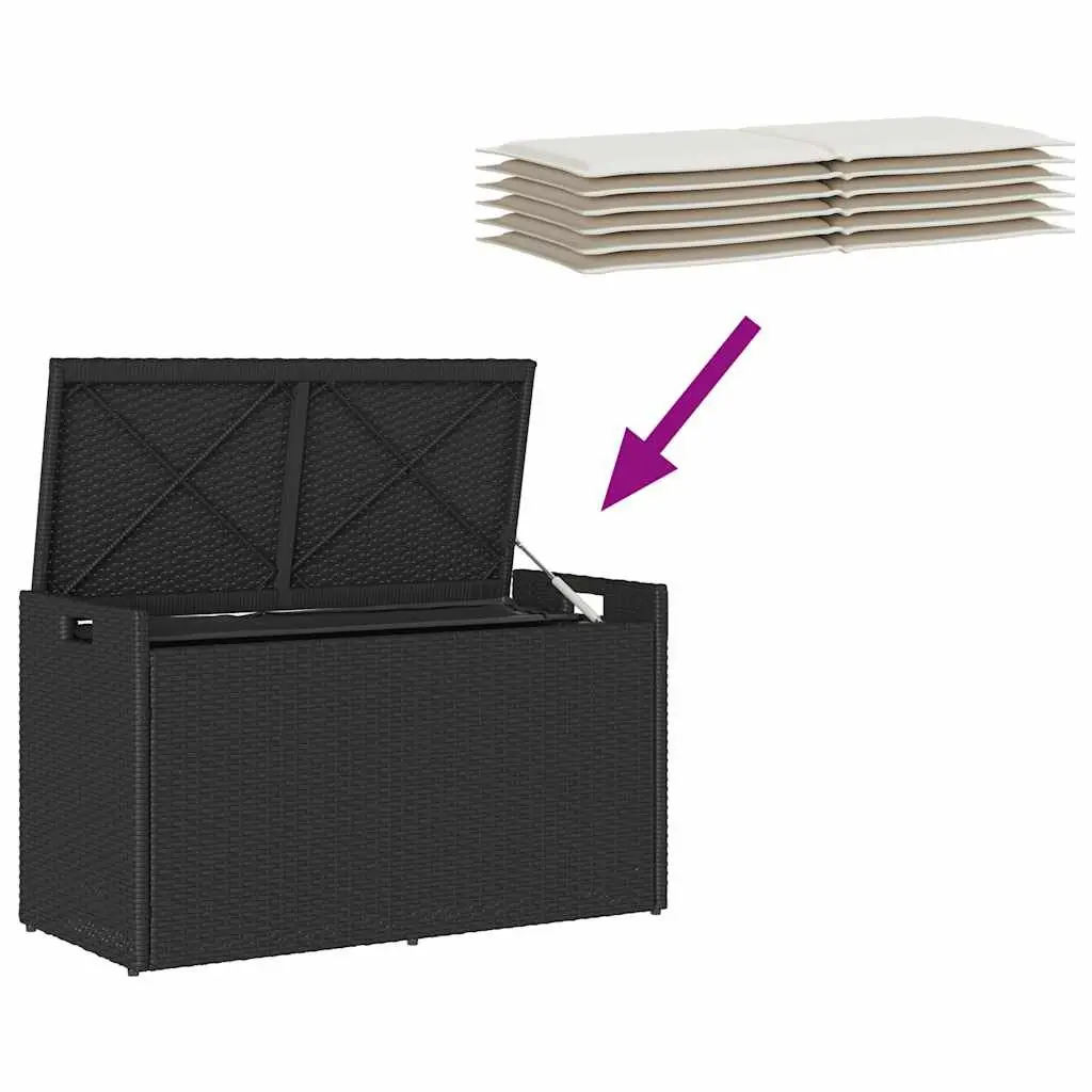 Outdoor Storage Bench with Cushion Black 100cm