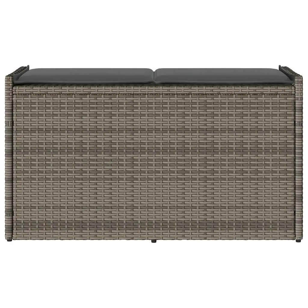 Outdoor Storage Bench Poly Rattan Grey 100cm with Cushion
