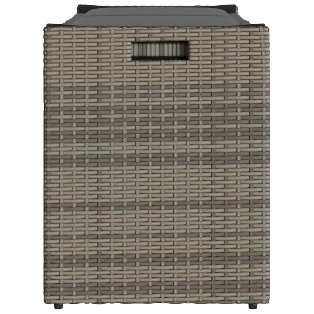 Outdoor Storage Bench Poly Rattan Grey 100cm with Cushion
