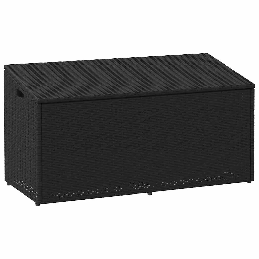 Outdoor Storage Box Black Poly Rattan 110x50x58cm