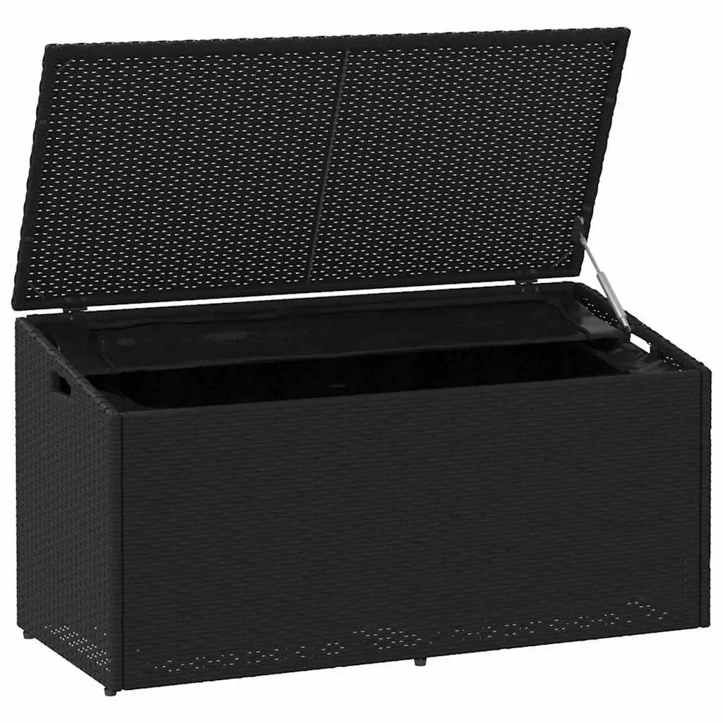 Outdoor Storage Box Black Poly Rattan 110x50x58cm