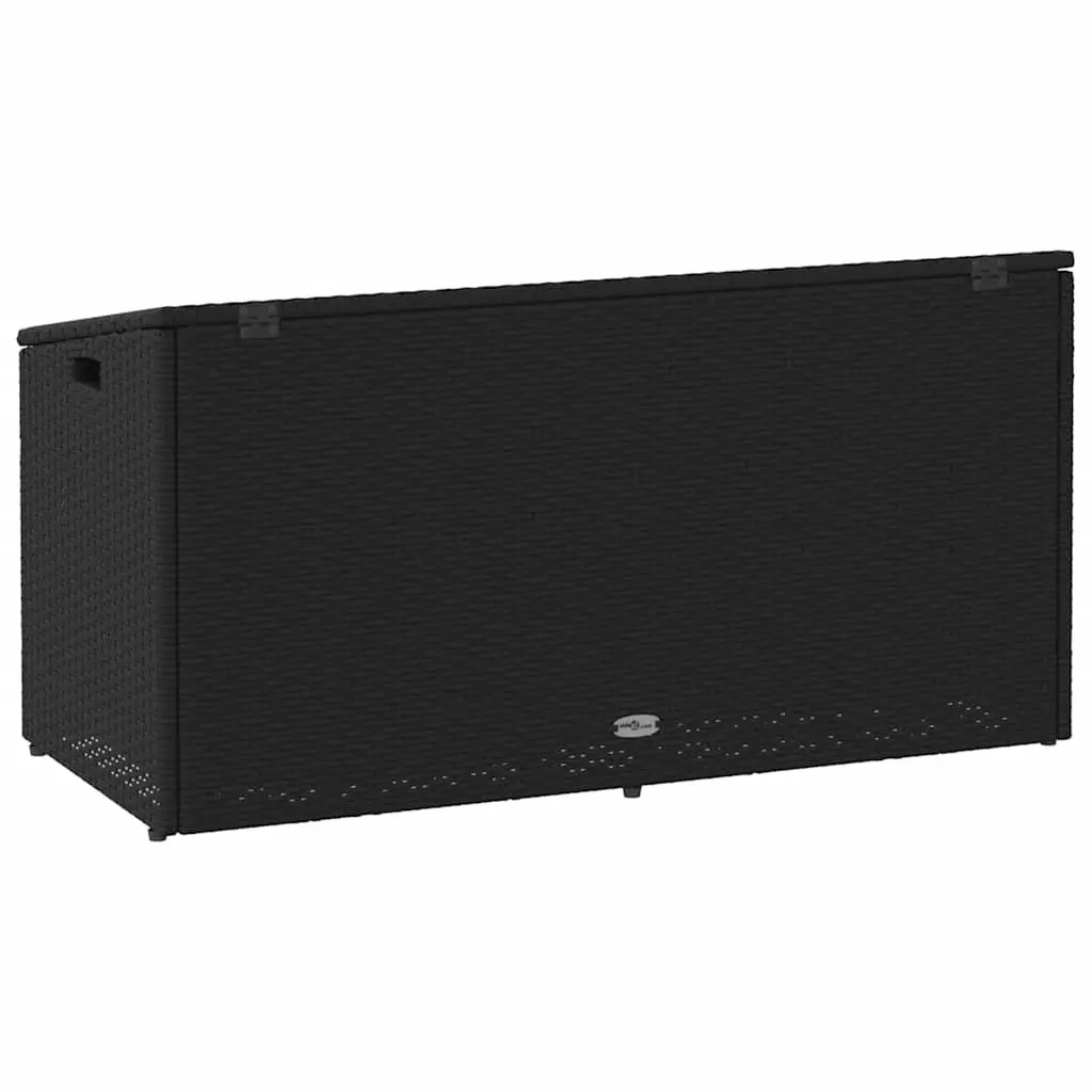 Outdoor Storage Box Black Poly Rattan 110x50x58cm