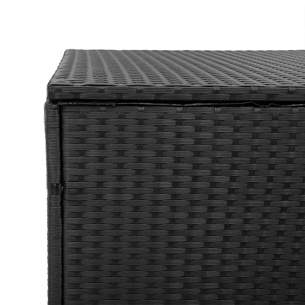 Outdoor Storage Box Black Poly Rattan 110x50x58cm