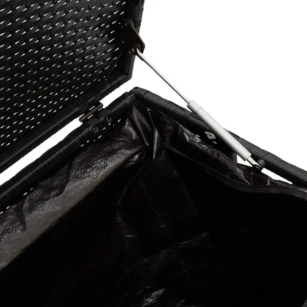 Outdoor Storage Box Black Poly Rattan 110x50x58cm