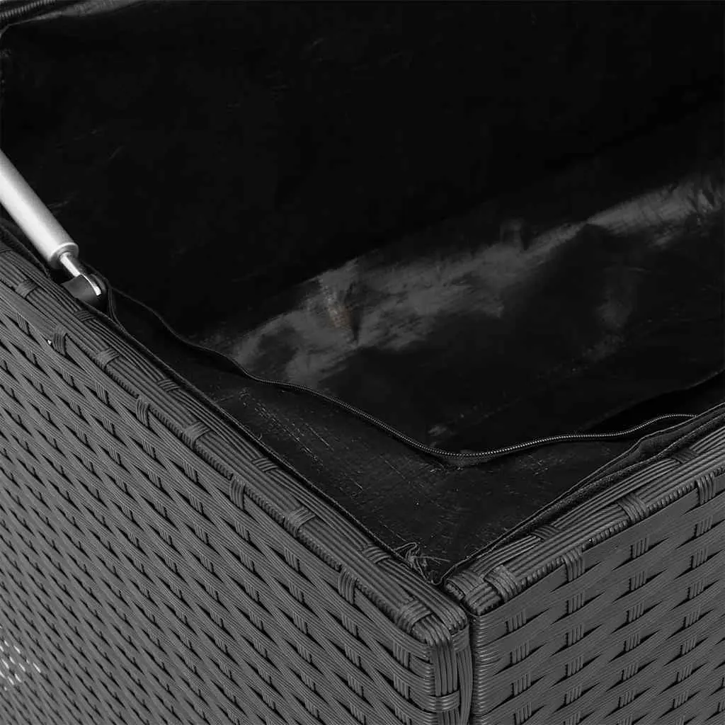 Outdoor Storage Box Black Poly Rattan 110x50x58cm