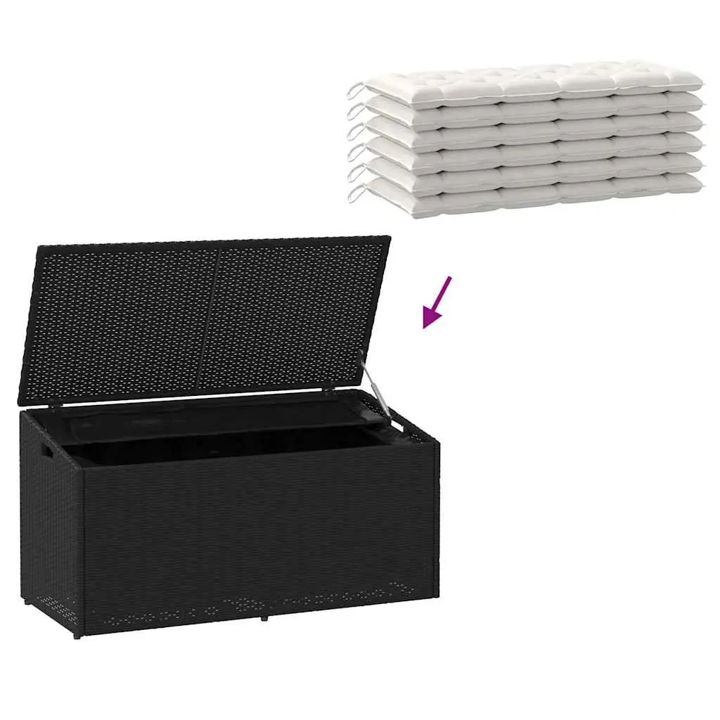 Outdoor Storage Box Black Poly Rattan 110x50x58cm