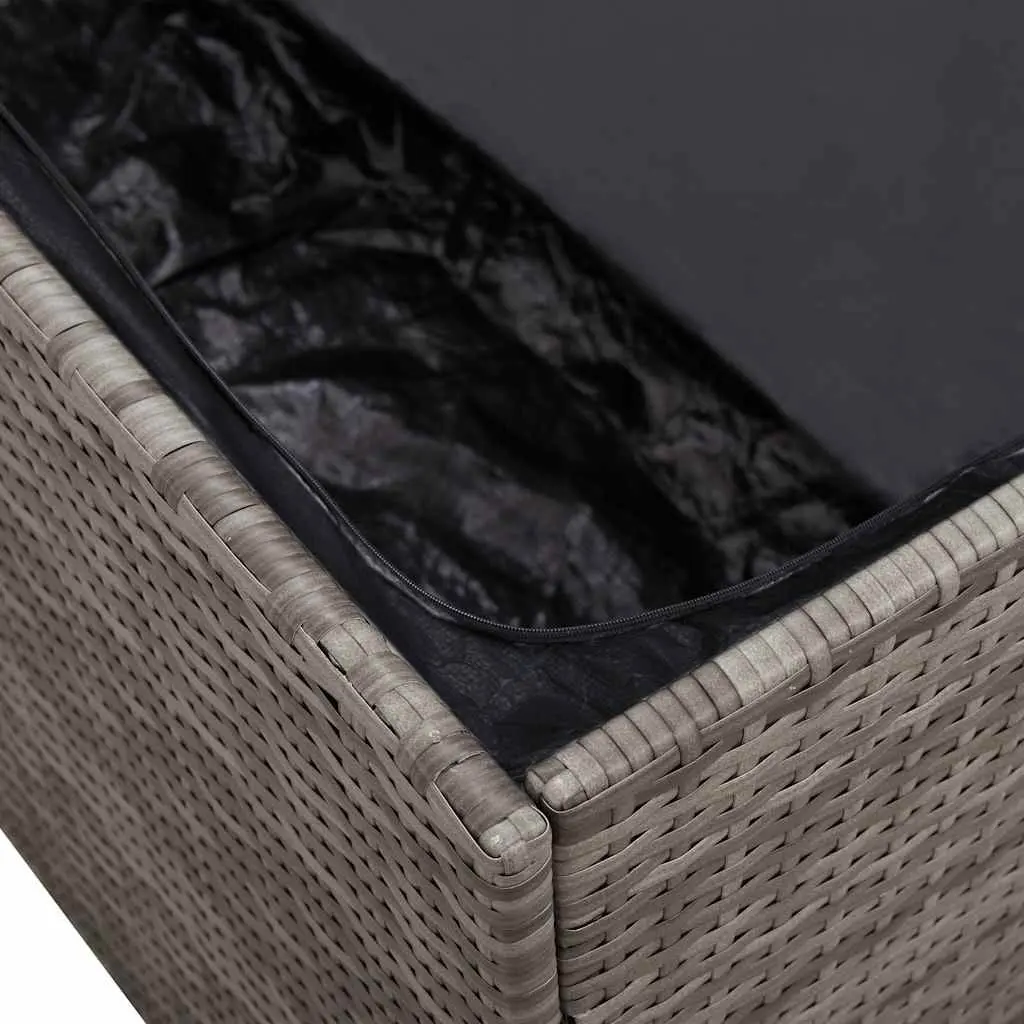 Garden Storage Box Outdoor Furniture Grey PE Rattan 110x50x58cm