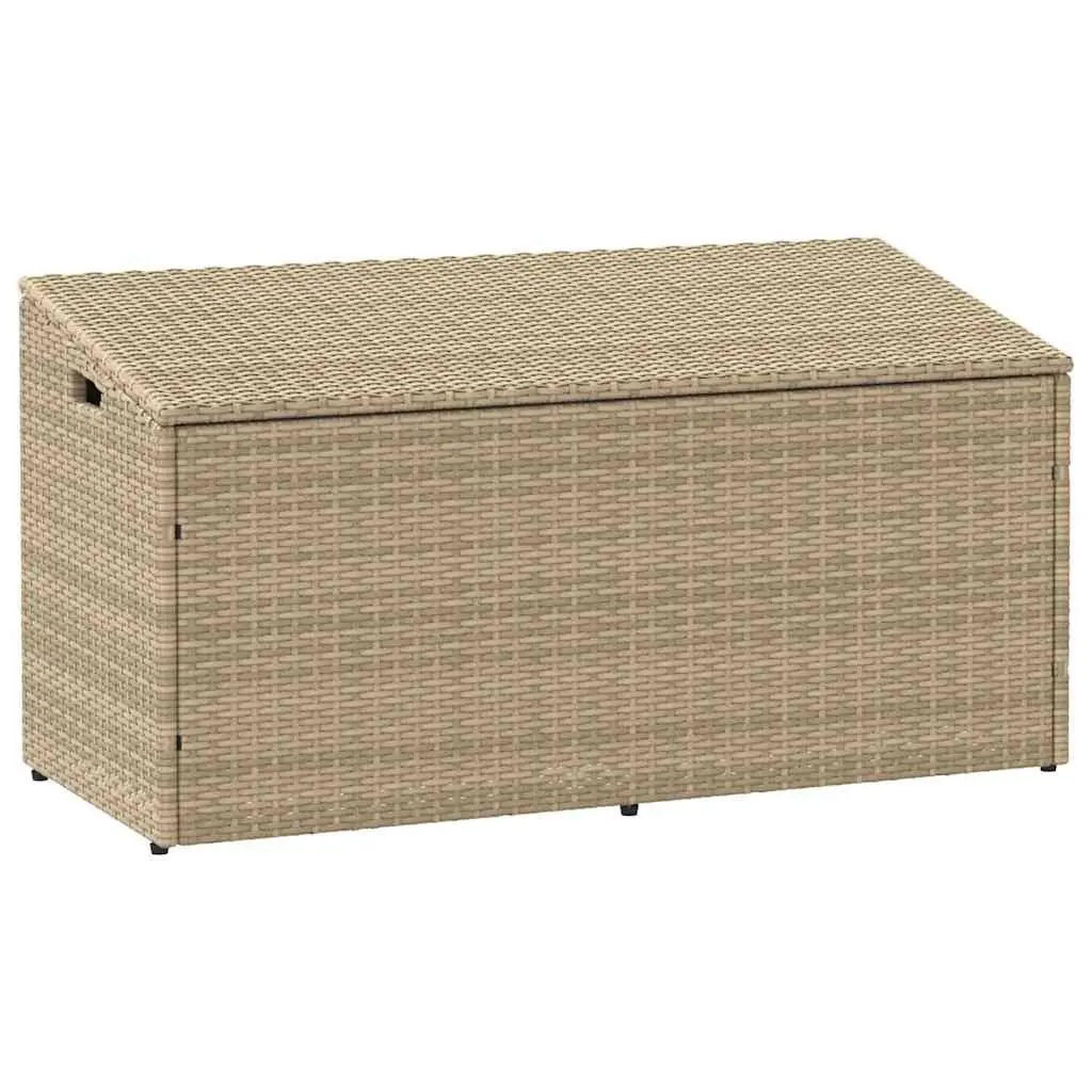 Garden Storage Box Beige Outdoor Furniture Poly Rattan 110x50x58cm Waterproof