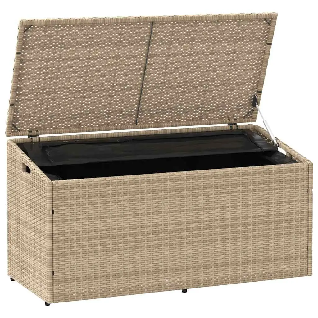 Garden Storage Box Beige Outdoor Furniture Poly Rattan 110x50x58cm Waterproof