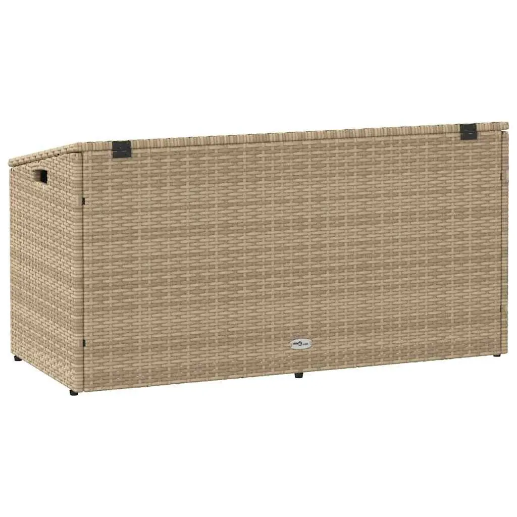 Garden Storage Box Beige Outdoor Furniture Poly Rattan 110x50x58cm Waterproof