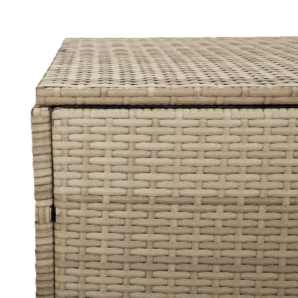 Garden Storage Box Beige Outdoor Furniture Poly Rattan 110x50x58cm Waterproof