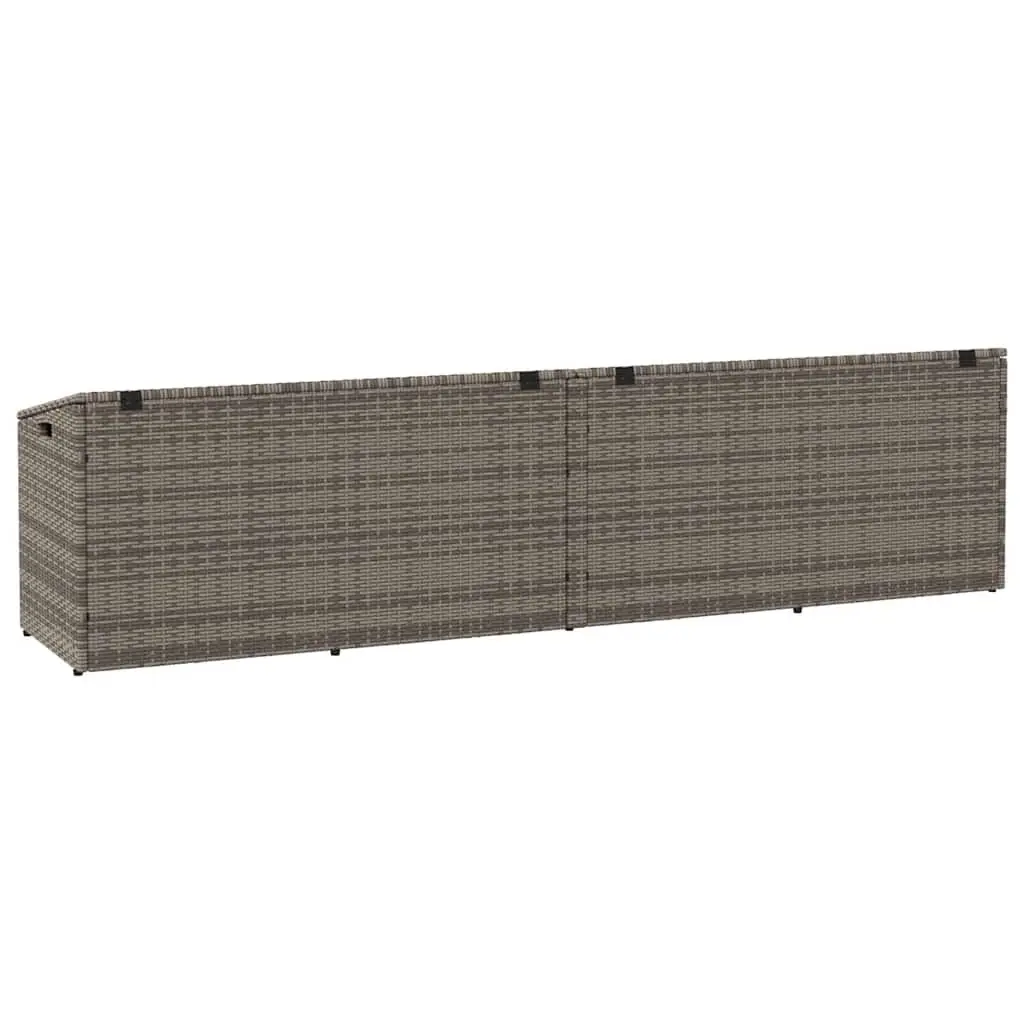 Garden Storage Box Grey Poly Rattan Outdoor Furniture 220 x 50 x 58 cm