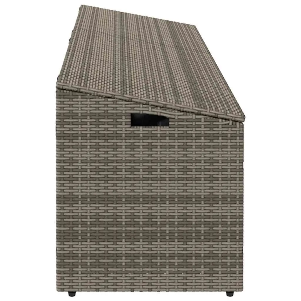 Garden Storage Box Grey Poly Rattan Outdoor Furniture 220 x 50 x 58 cm