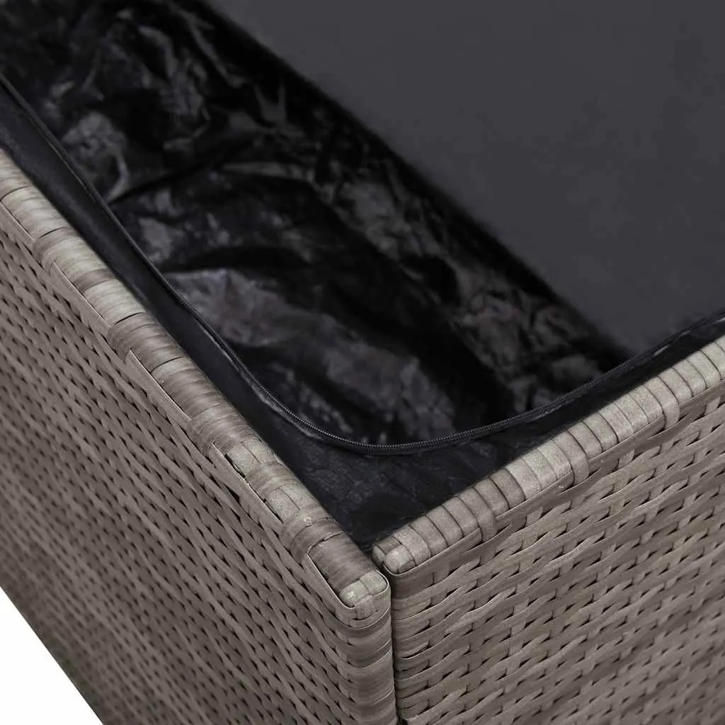Garden Storage Box Grey Poly Rattan Outdoor Furniture 220 x 50 x 58 cm