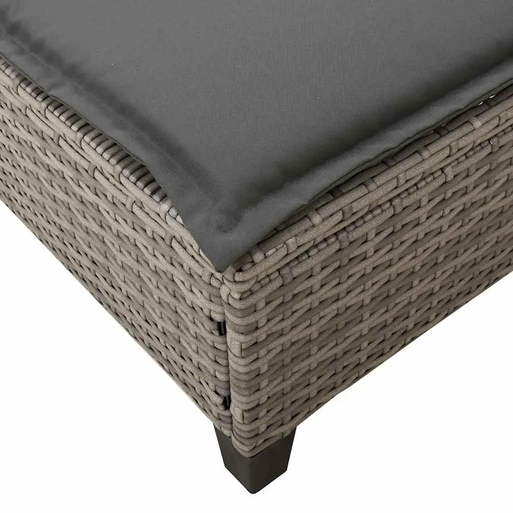Sun Lounger Adjustable Recliner Grey Poly Rattan 55 x 200 x 25.5cm