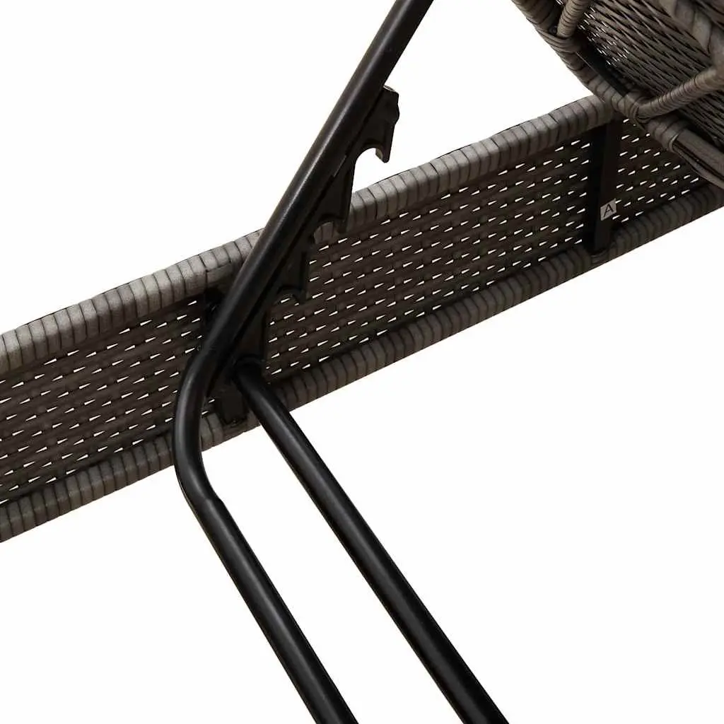 Sun Lounger Adjustable Recliner Grey Poly Rattan 55 x 200 x 25.5cm