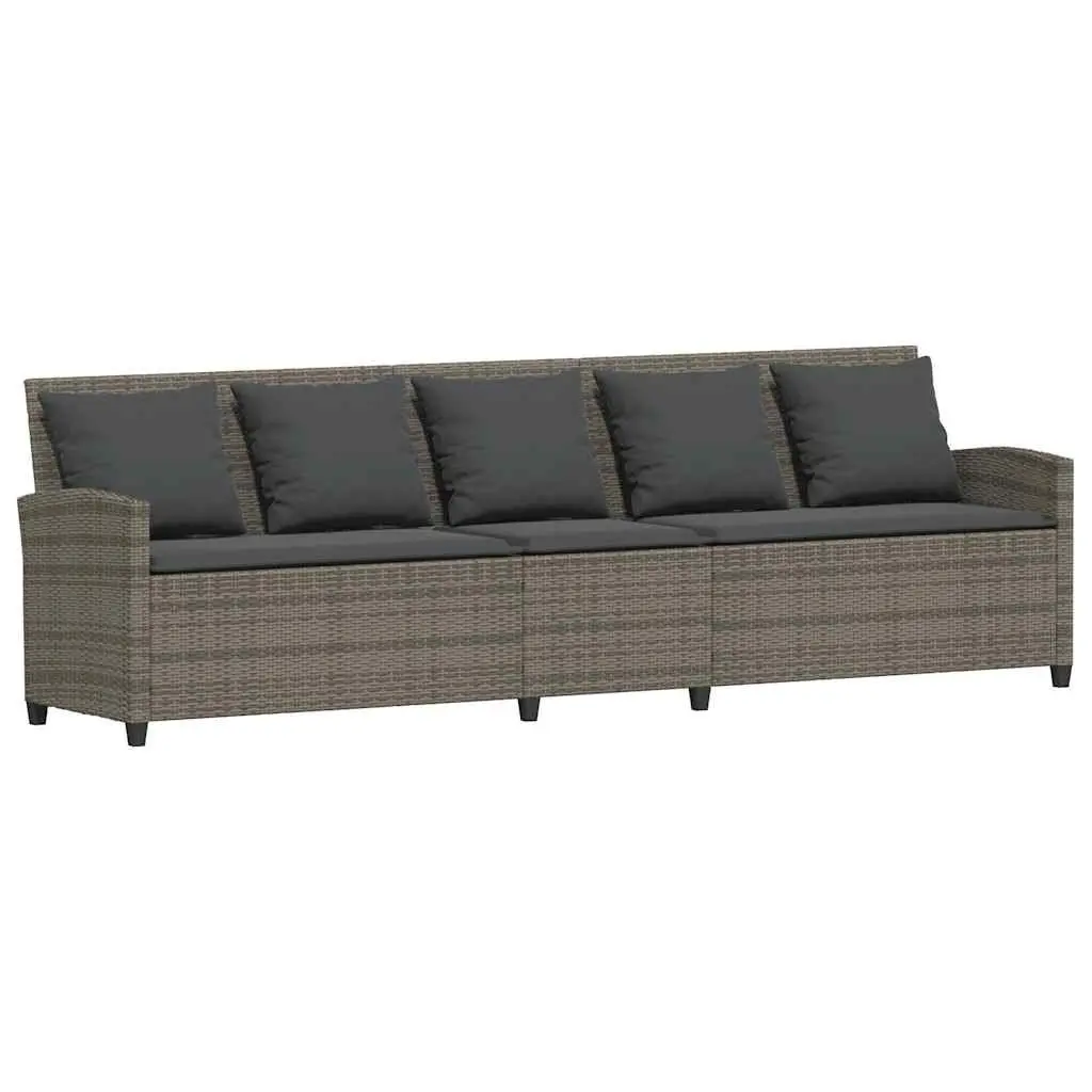 Garden Sofa 5-Seater Grey Rattan Outdoor Furniture