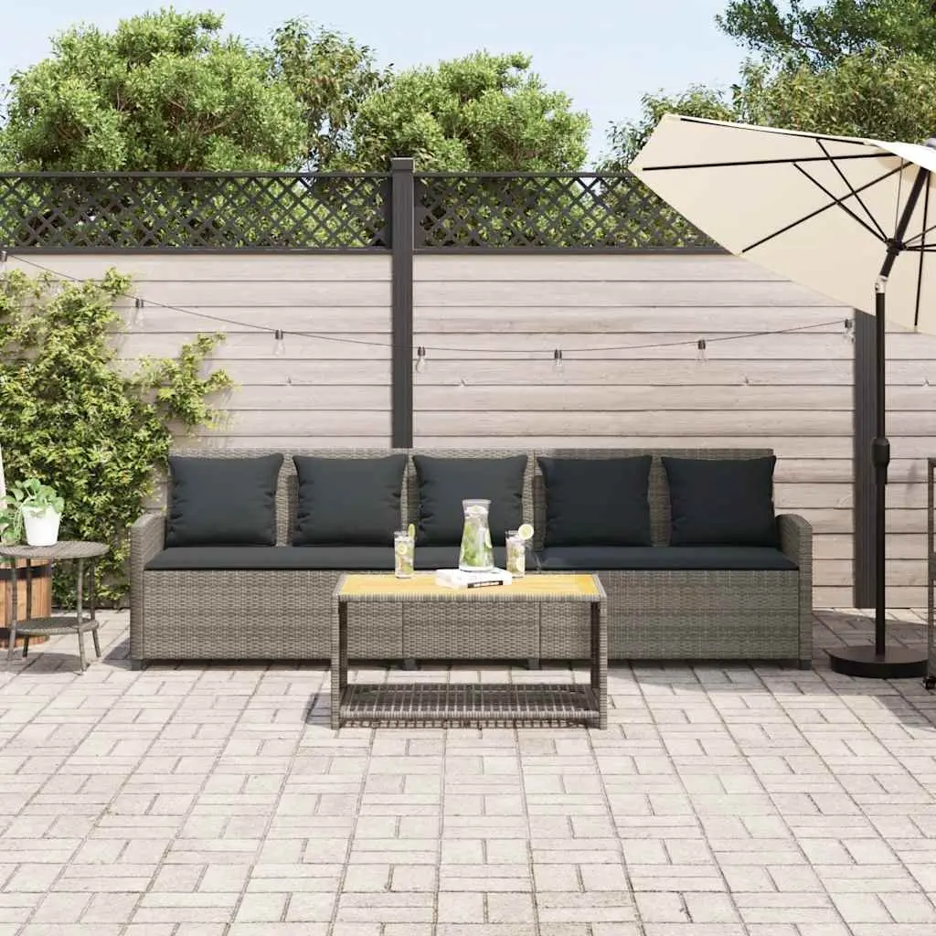 Garden Sofa 5-Seater Grey Rattan Outdoor Furniture